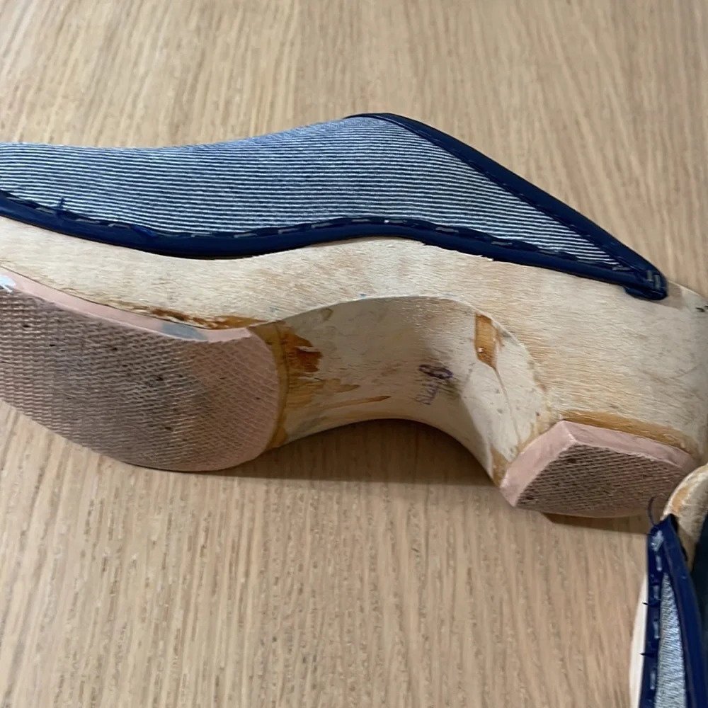 M.I.C. Vintage wooden Clogs Mules Orthopedic Design size 6 blue - Picture 8 of 17